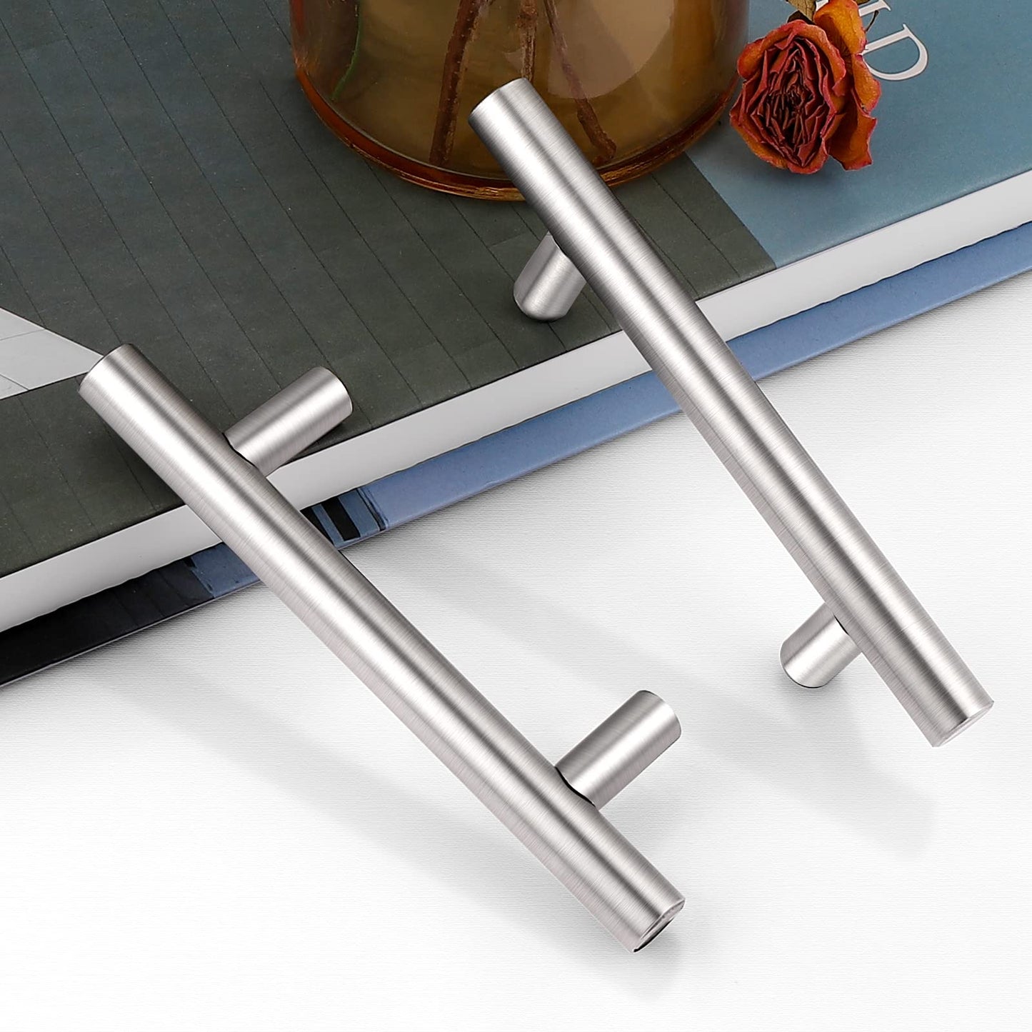 Rynx | Brushed Nickel Modern Stainless Steel Drawer Hardware T-Bar Handles