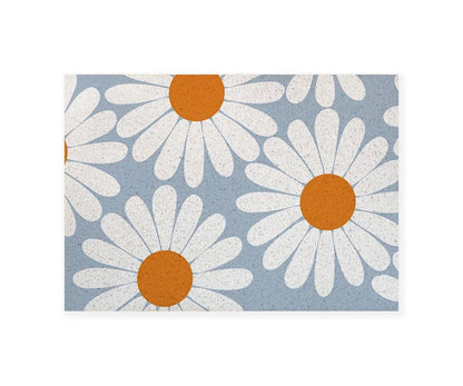 Rynx | White Daisy Entrance Doormat, Country House Style Flower Terrace Welcome Mat, Non-Slip PVC Coil Outdoor Mats, Front Mat for Home, Washable Entrance Mat