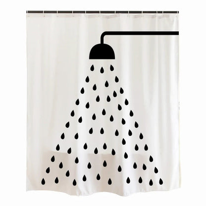 Rynx | Home Black Raindrop Shower Curtain Sets with Hooks for Bathroom Bathtubs Decor