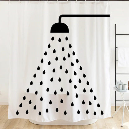 Rynx | Home Black Raindrop Shower Curtain Sets with Hooks for Bathroom Bathtubs Decor