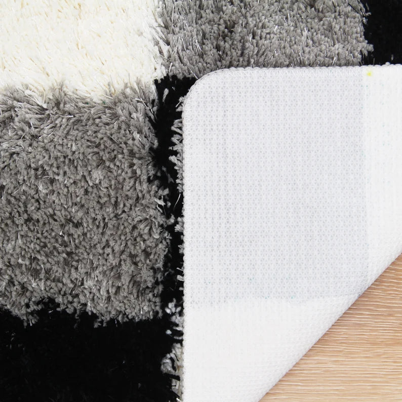 Rynx | Black and White Checkered Pattern Ultra Soft Bathroom Rug, Bathroom Rug in Multiple Sizes, Plush Water Absorbent, Non-Slip Toilet Rug in Multiple Sizes, Black and White Thick Bathroom Rug, Art Bathroom Mats, Best Bath Rugs, Hot Shower Mat