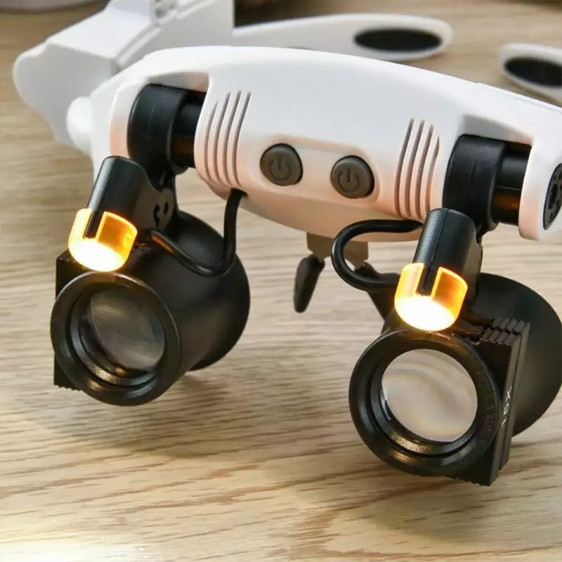 RYNX | Jeweler headband magnifier 8 lens LED light glasses