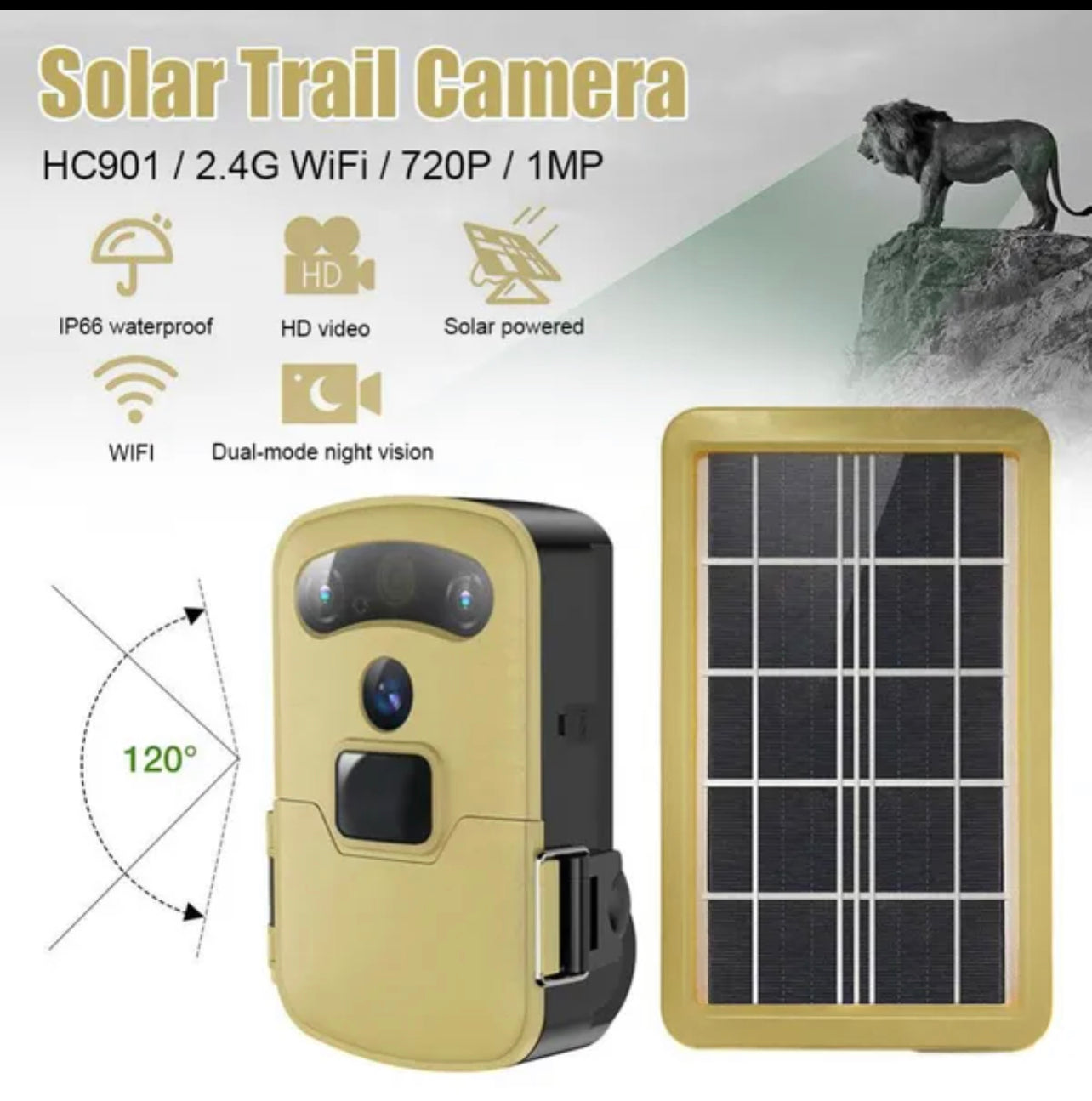 Rynx | Trail Trap Camera Portable Hunting Trail Camera Solar Panel Operated Night Vision Tracking Surveillance Camera Traps