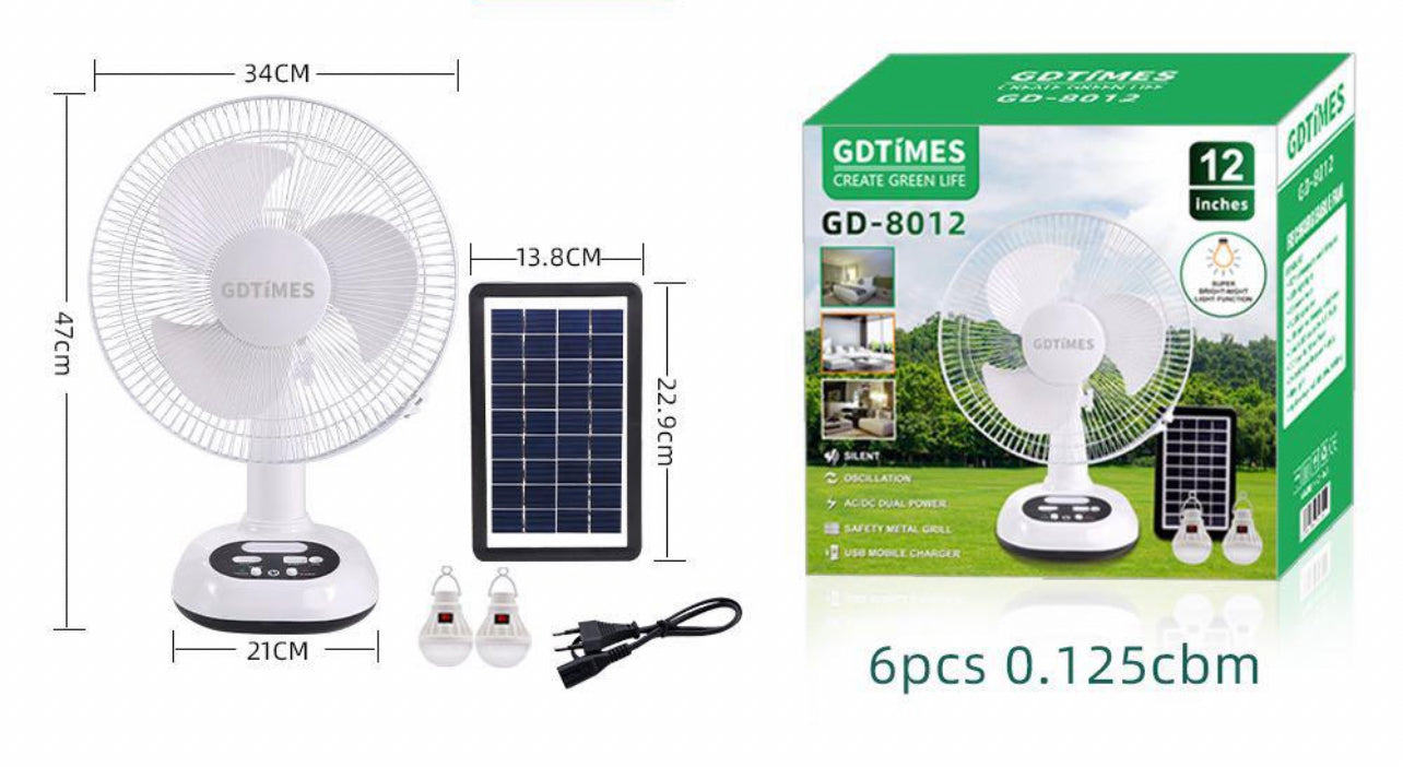 Rynx | Solar Charging Fan 12” with Light