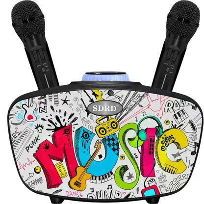 Rynx | Home Theater Portable Bluetooth Speaker KTV with Dual Wireless Microphones Personalized Graffiti Subwoofer Support TF Card