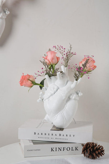 Rynx | HeartSoul Heart-shaped ceramic vase | Anatomical design | Decorative vase for home | Stylish flower vase