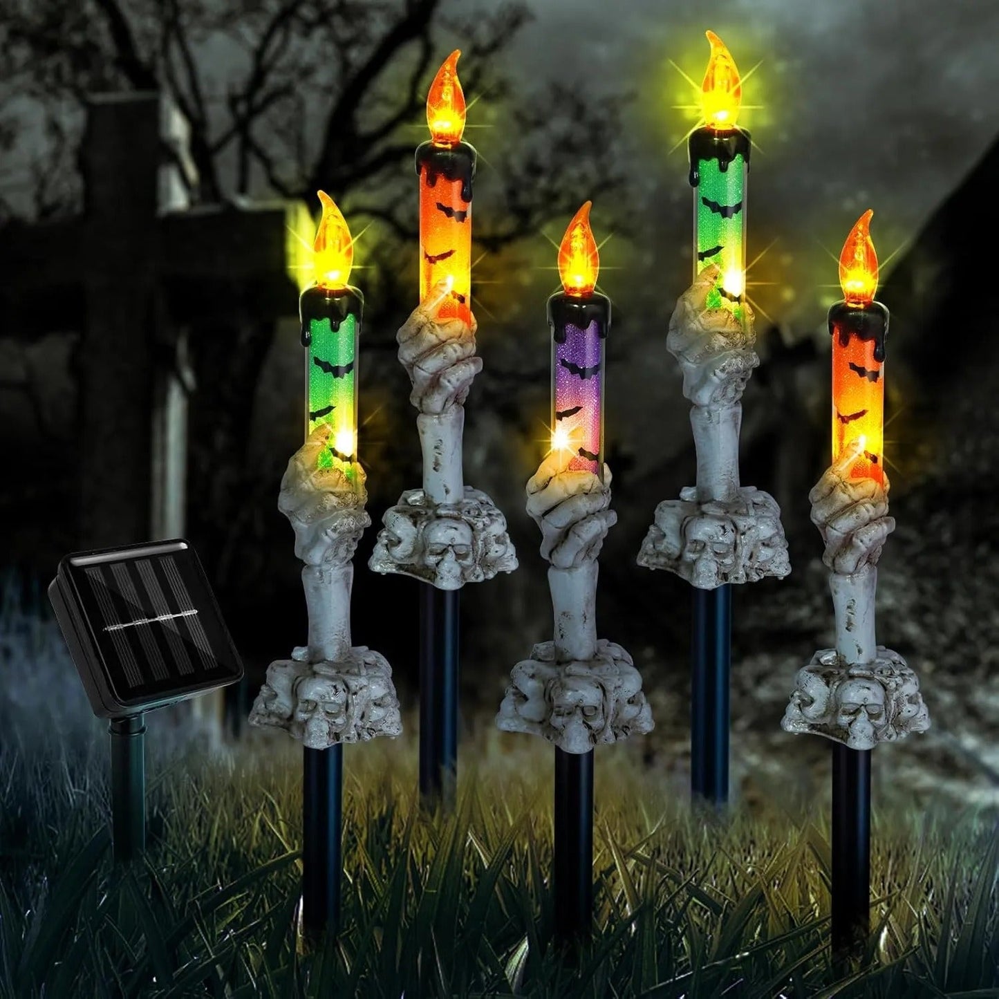 Rynx | Solar-Skull-Candle-Lamp – Spook-Light for Garden, Yard & Terrace