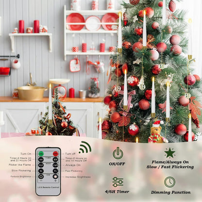 Rynx | LED Christmas tree candles with crystal ball – Realistic flame effect