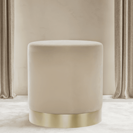 Rynx | In stock - Jaycee beige and gold medium round stool