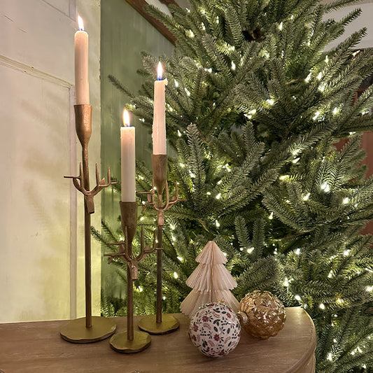 Rynx | Antique inspired iron deer candle holders, set of three