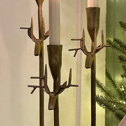 Rynx | Antique inspired iron deer candle holders, set of three