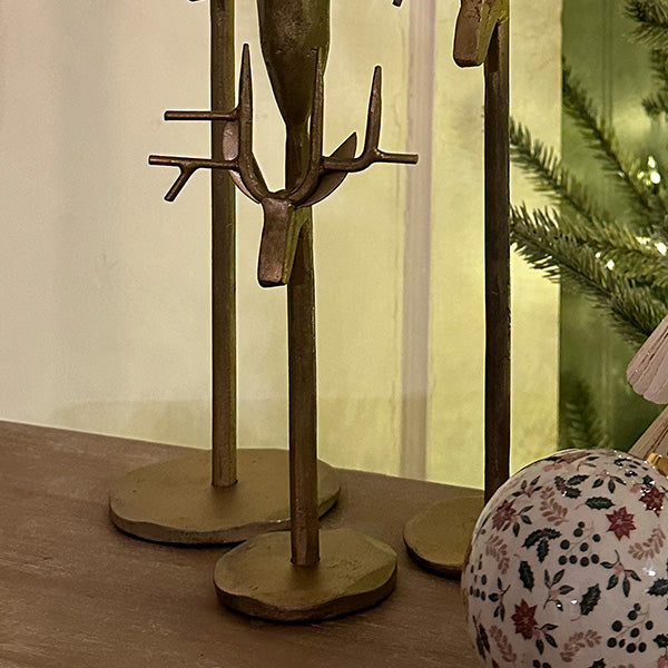 Rynx | Antique inspired iron deer candle holders, set of three