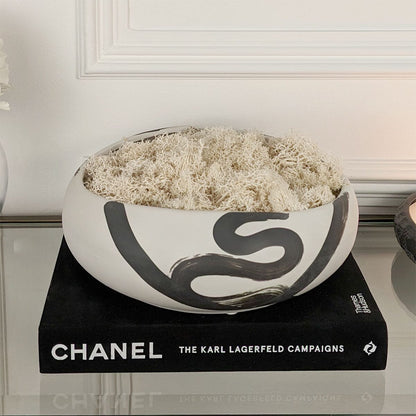 Rynx | Jaxon Black & Cream Brushstroke Decorative Ceramic Bowl