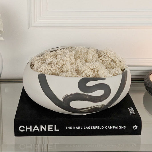Rynx | Jaxon Black & Cream Brushstroke Decorative Ceramic Bowl