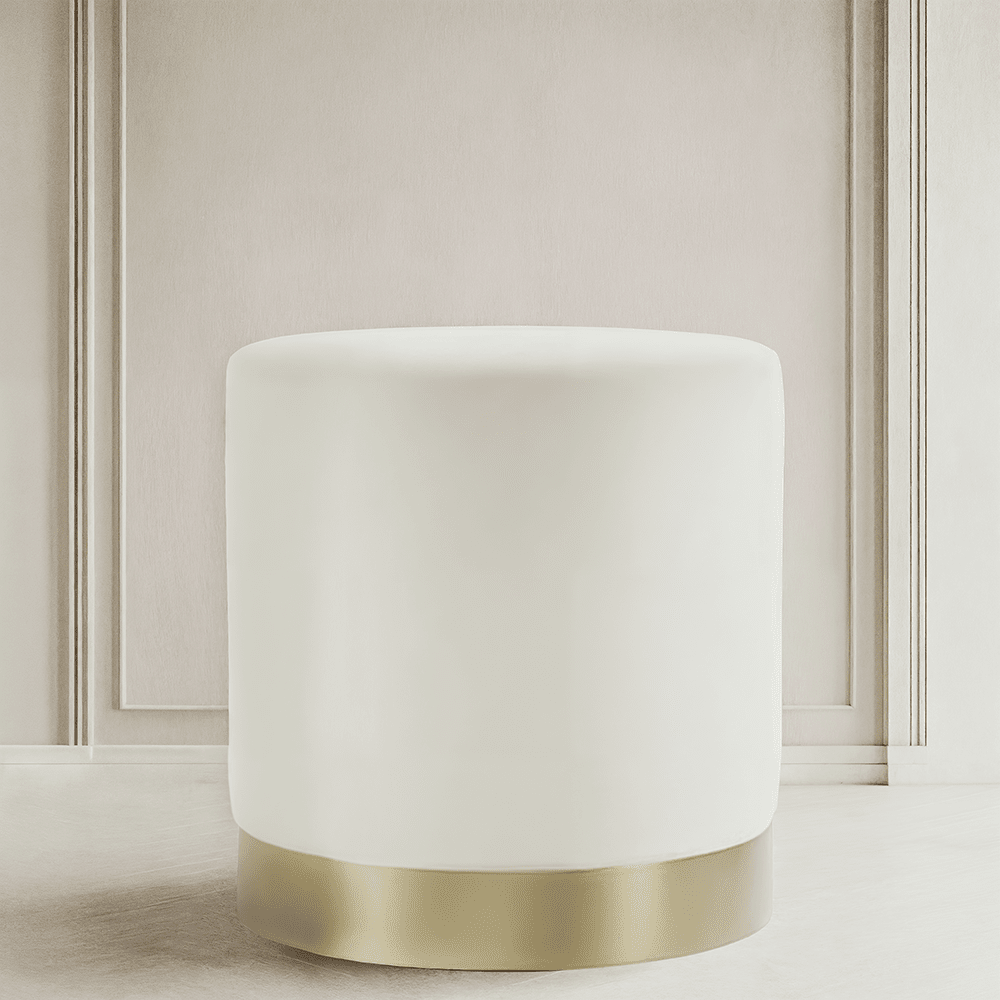 Rynx | Jaycee Cream & Gold Medium Round Stool