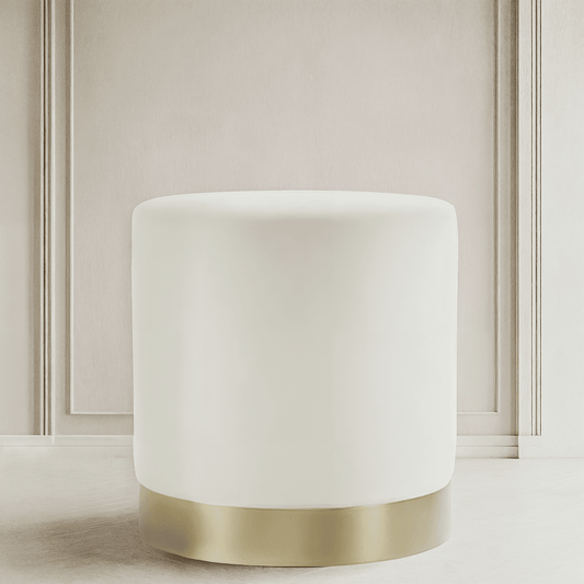 Rynx | Jaycee Cream & Gold Medium Round Stool