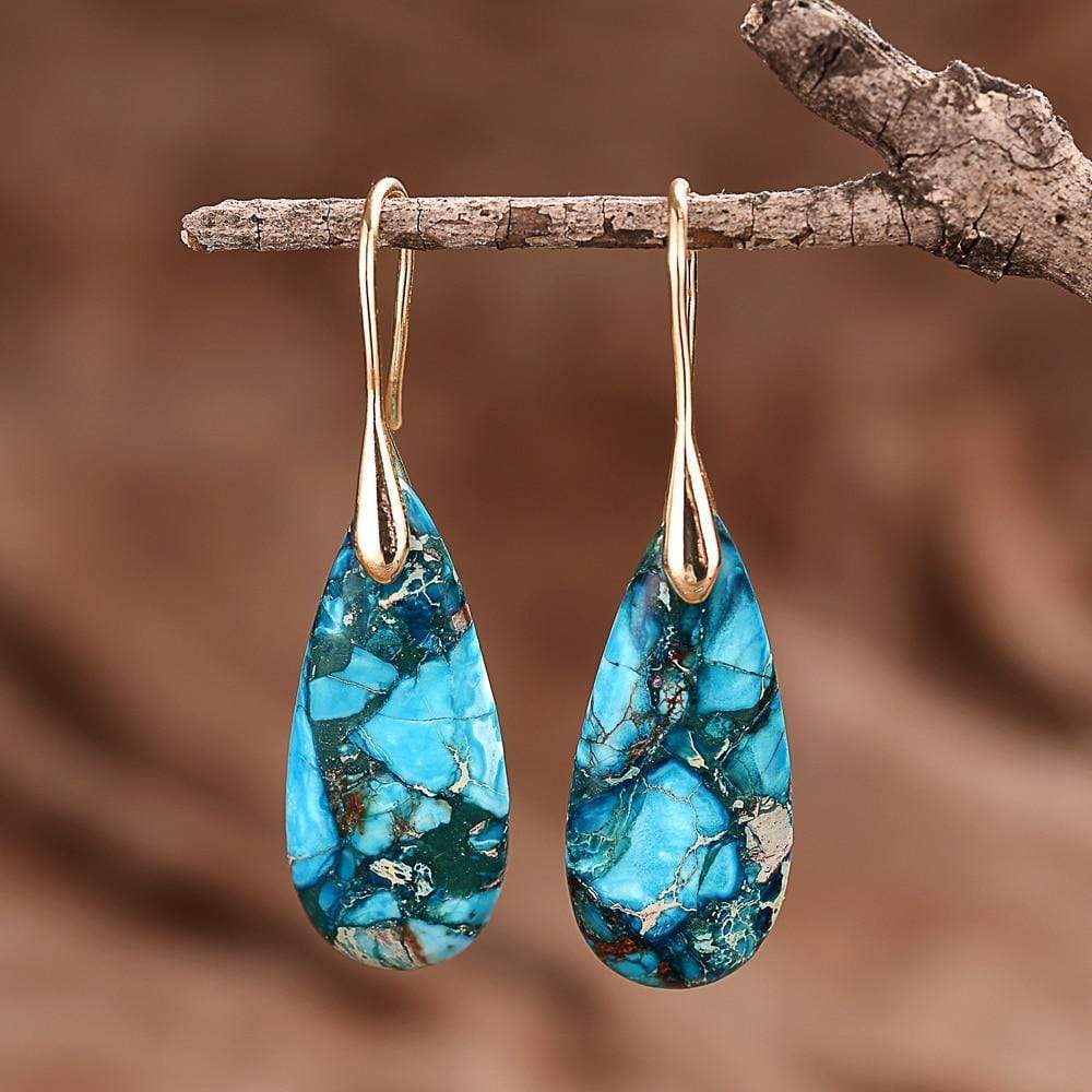 RYNX | Blue Jasper Drop Earrings - Meliora Gold