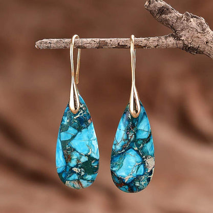 RYNX | Blue Jasper Drop Earrings - Meliora Gold