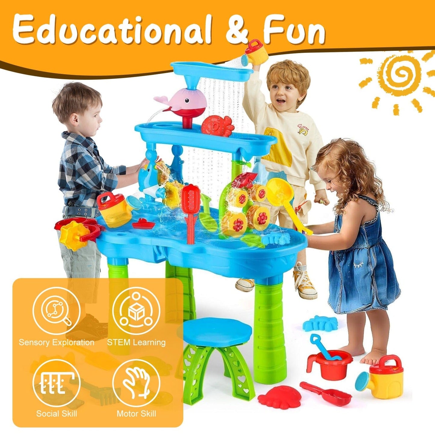 Rynx | Children's Sand Water Table for 3-6 Years Old Sensory Training Friendship Building