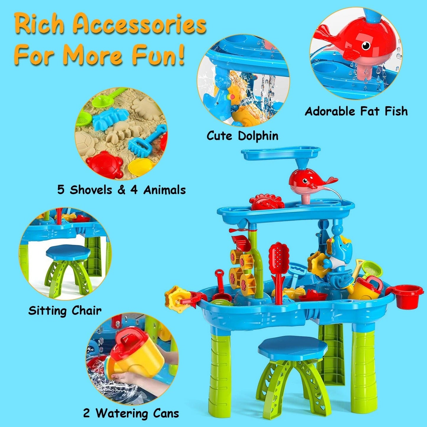 Rynx | Children's Sand Water Table for 3-6 Years Old Sensory Training Friendship Building