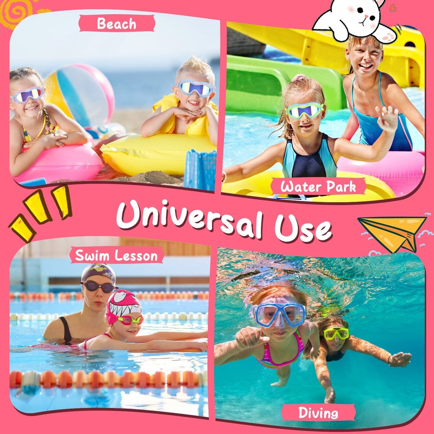 Rynx | Children's swimming goggles with earplugs UV protection anti-fog leak-proof