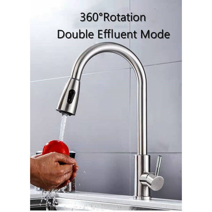 Rynx | Kitchen Faucet Stainless Steel with Pull-Out Spray Function Brushed Nickel