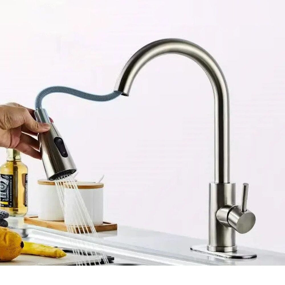 Rynx | Kitchen Faucet Stainless Steel with Pull-Out Spray Function Brushed Nickel