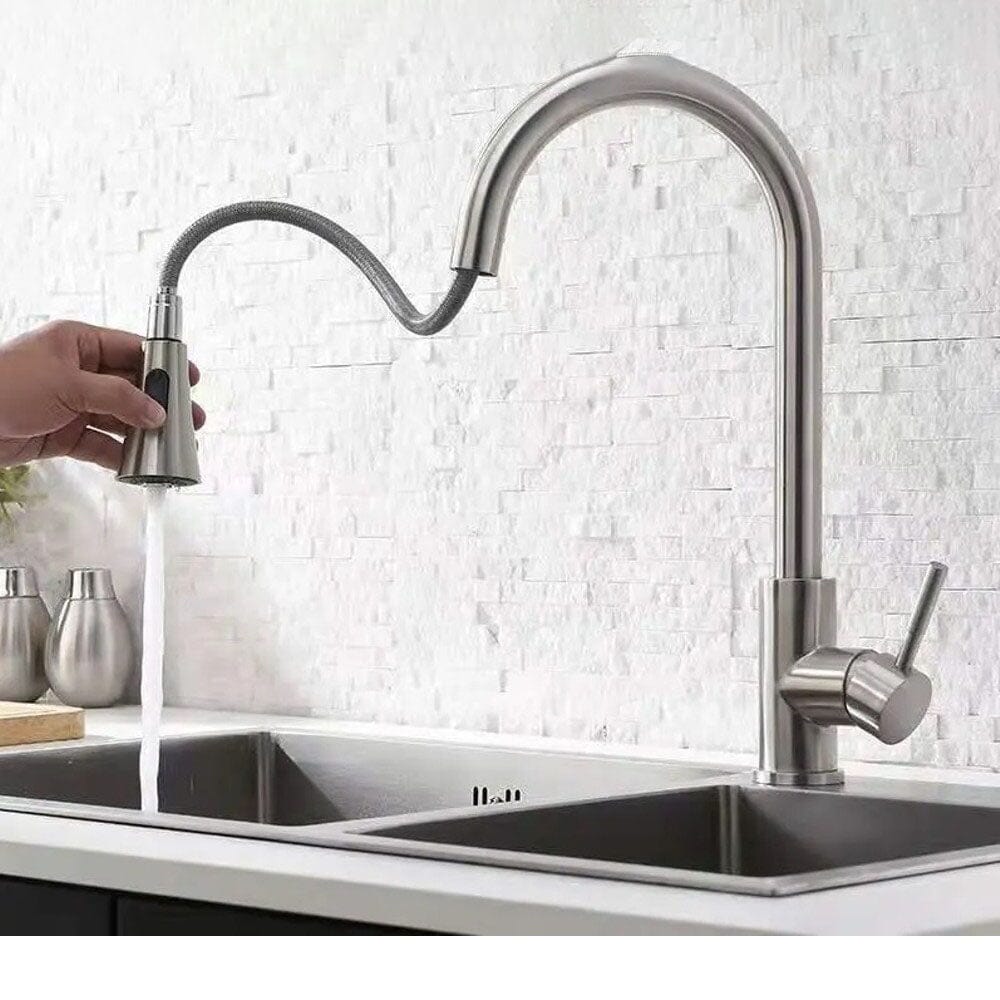 Rynx | Kitchen Faucet Stainless Steel with Pull-Out Spray Function Brushed Nickel