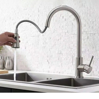 Rynx | Kitchen Faucet Stainless Steel with Pull-Out Spray Function Brushed Nickel