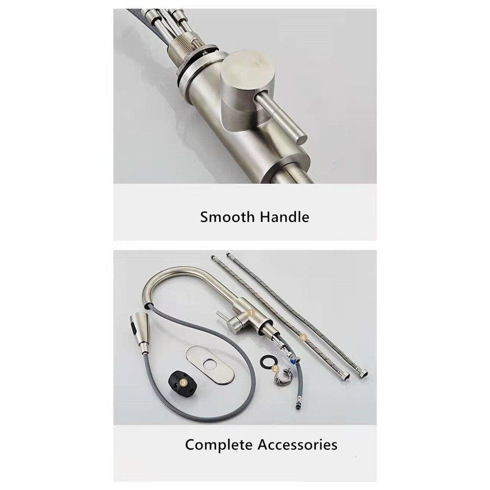 Rynx | Kitchen Faucet Stainless Steel with Pull-Out Spray Function Brushed Nickel