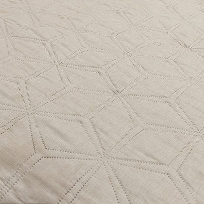Rynx | Kynlee Cream Linen Fabric Luxury Quilted Bedding Set