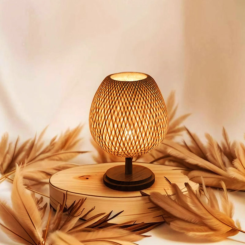 Rynx | Handmade Bed Lamp made of Rattan and Wood