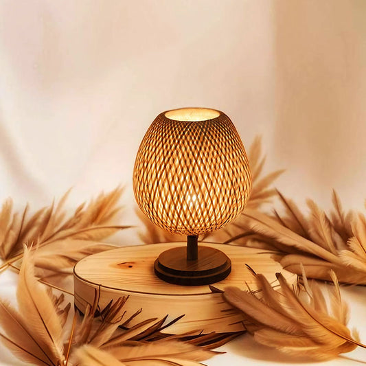 Rynx | Handmade Bed Lamp made of Rattan and Wood