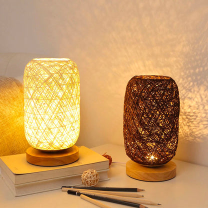 RYNX | Nightstand Lamp In Rattan And Wood