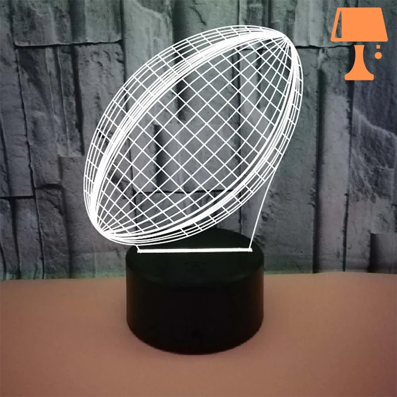 Rynx | RugbyGlow – Dynamic 3D Illusion Rugby Ball Lamp with Remote Controlled Colors