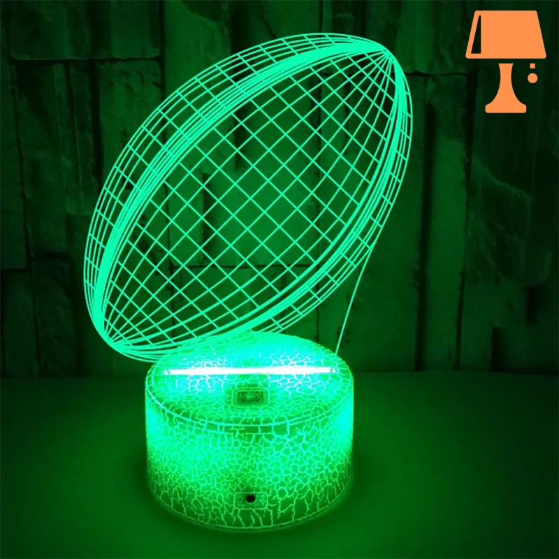 Rynx | RugbyGlow – Dynamic 3D Illusion Rugby Ball Lamp with Remote Controlled Colors