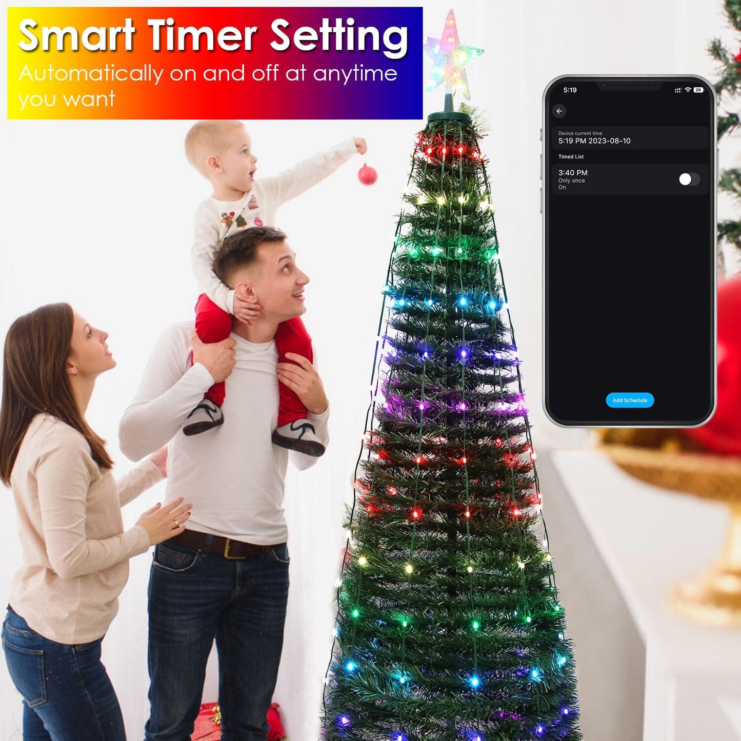 Rynx | LED Light Foldable Christmas Tree Light with Remote Control App Control