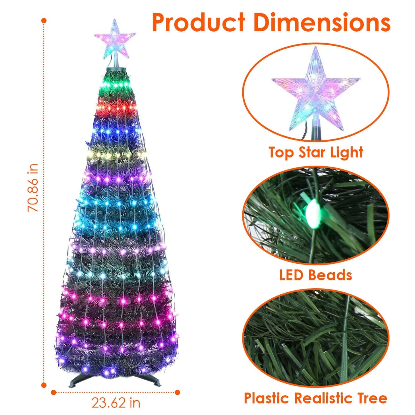 Rynx | LED Light Foldable Christmas Tree Light with Remote Control App Control