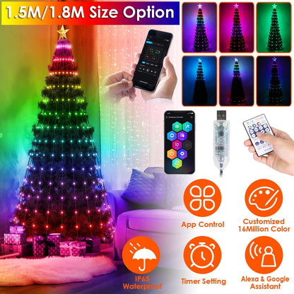 Rynx | LED Light Foldable Christmas Tree Light with Remote Control App Control