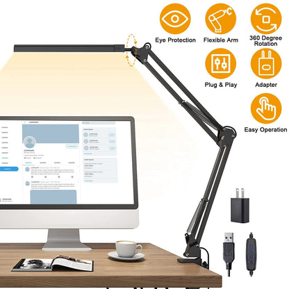 Rynx | LED Reading Lamp with Clamp Adjustable Swing Arm