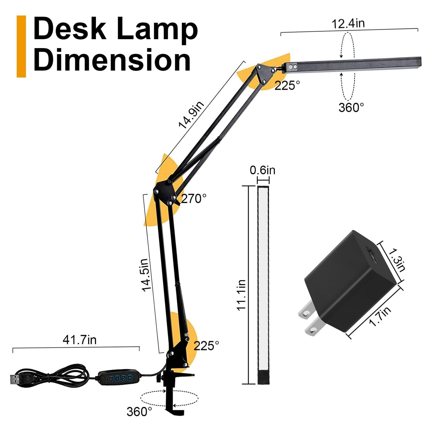 Rynx | LED Reading Lamp with Clamp Adjustable Swing Arm