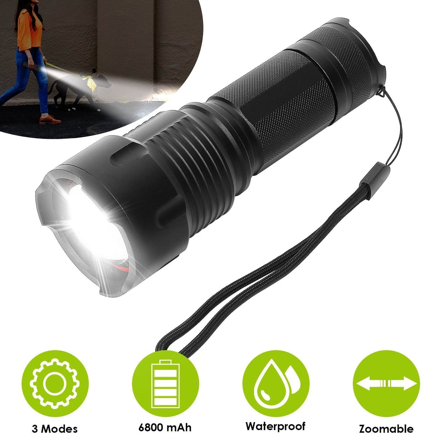 Rynx | LED Rechargeable Zoomable Flashlight