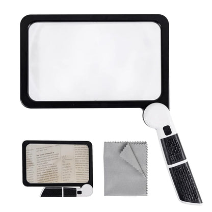 Rynx | Full-Sided Handheld Magnifying Glass – 5X Magnification, LED Illuminated Magnifier with 3 Modes, Ideal for Reading Books and for Seniors