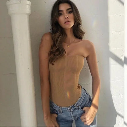 RYNX | Chiffon Corset Top Brown