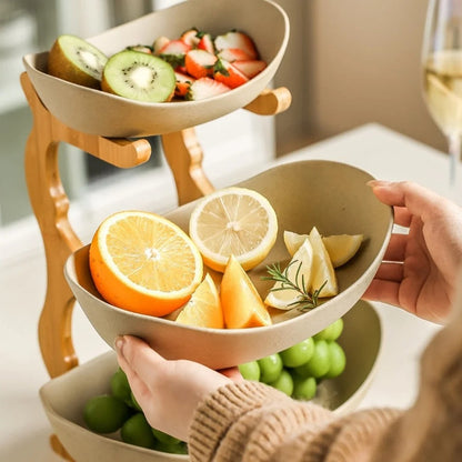 Rynx | Modern Bamboo Fruit Bowl - 2 to 3 Levels - Stylish and Space-Saving