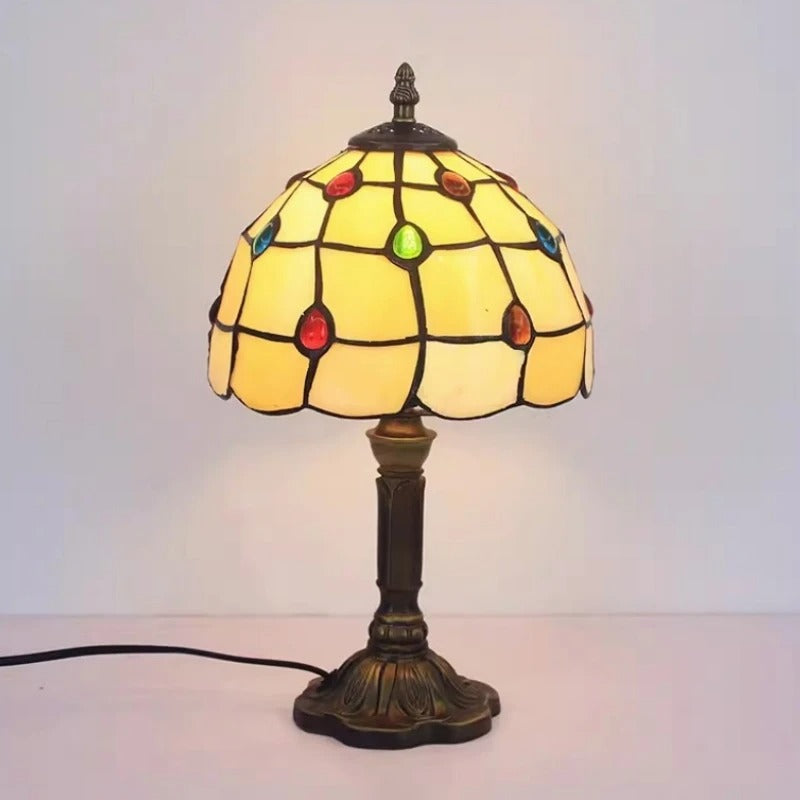 RYNX | Baroque Retro Table In Tiffany Glass - Led Lighting E27 C