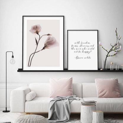 Rynx | Abstract Pink Floral Silhouette at Dusk - Canvas Wall Art Print