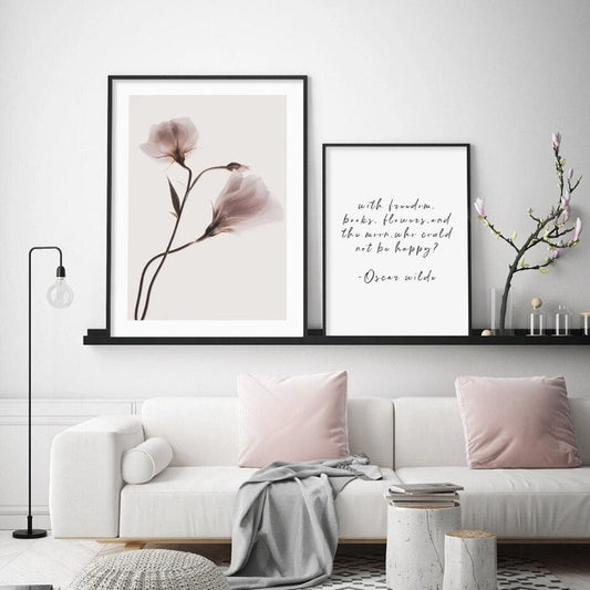 Rynx | Abstract Pink Floral Silhouette at Dusk - Canvas Wall Art Print