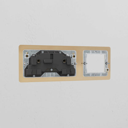 Rynx | 1G 50mm Module & Double Socket UK Plate - Antique Brass Black