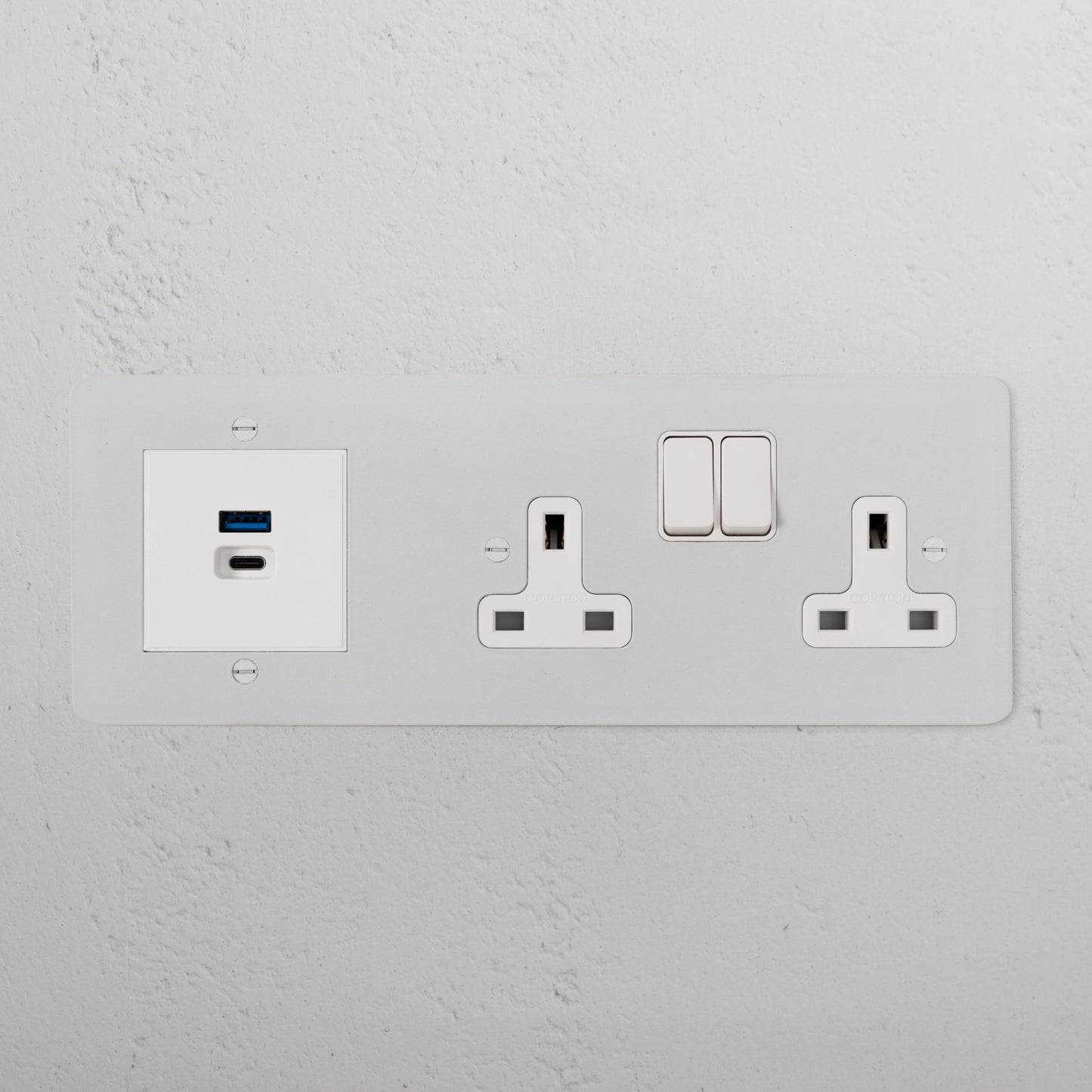 Rynx | Double Socket + USB A+C Fast Charging - Malbar White